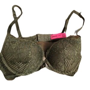 💗La SENZA Olive Lace Push-Up Bra with Rhinestones
